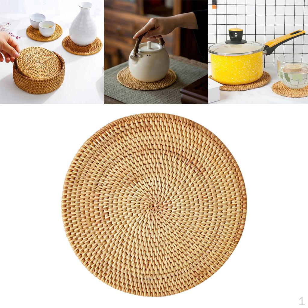 Rattan Place Mattenauflage Hand-Woven Round Glassware Placemats Anti-slip