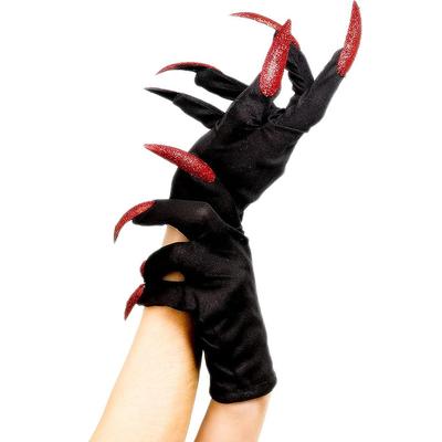 Rękawiczki na Halloween Makijaż Czarne Paznokcie Pazur Ducha Przebranie Krótkie Rękawiczki Moda Cosplay Halloween Rękawiczki Występowe Akcesoria