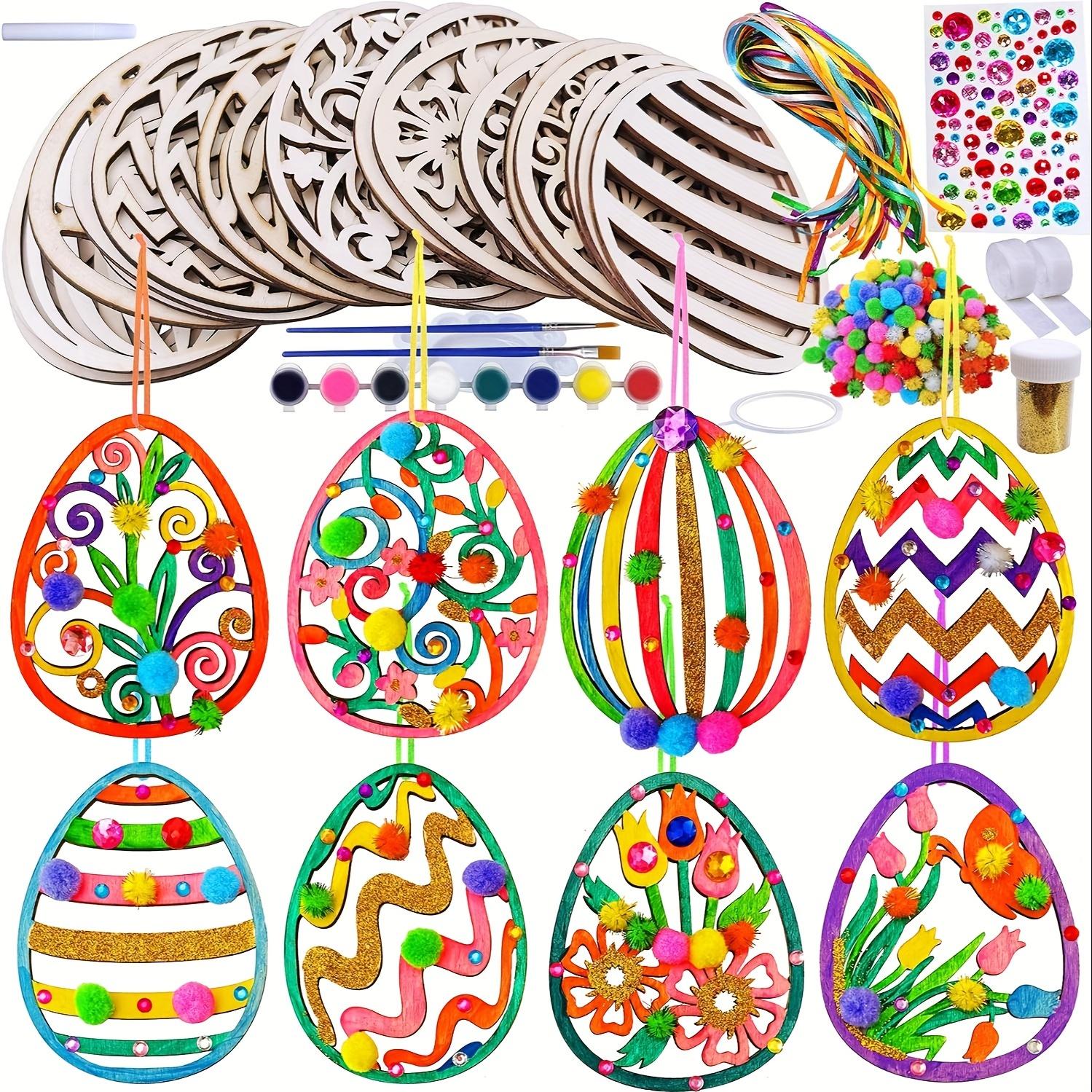 

24pcs DIY Wooden Easter Egg Craft Kit - Festive Ornaments, For Teenagers & Adults, For Spring Classroom Activities & Home Decor