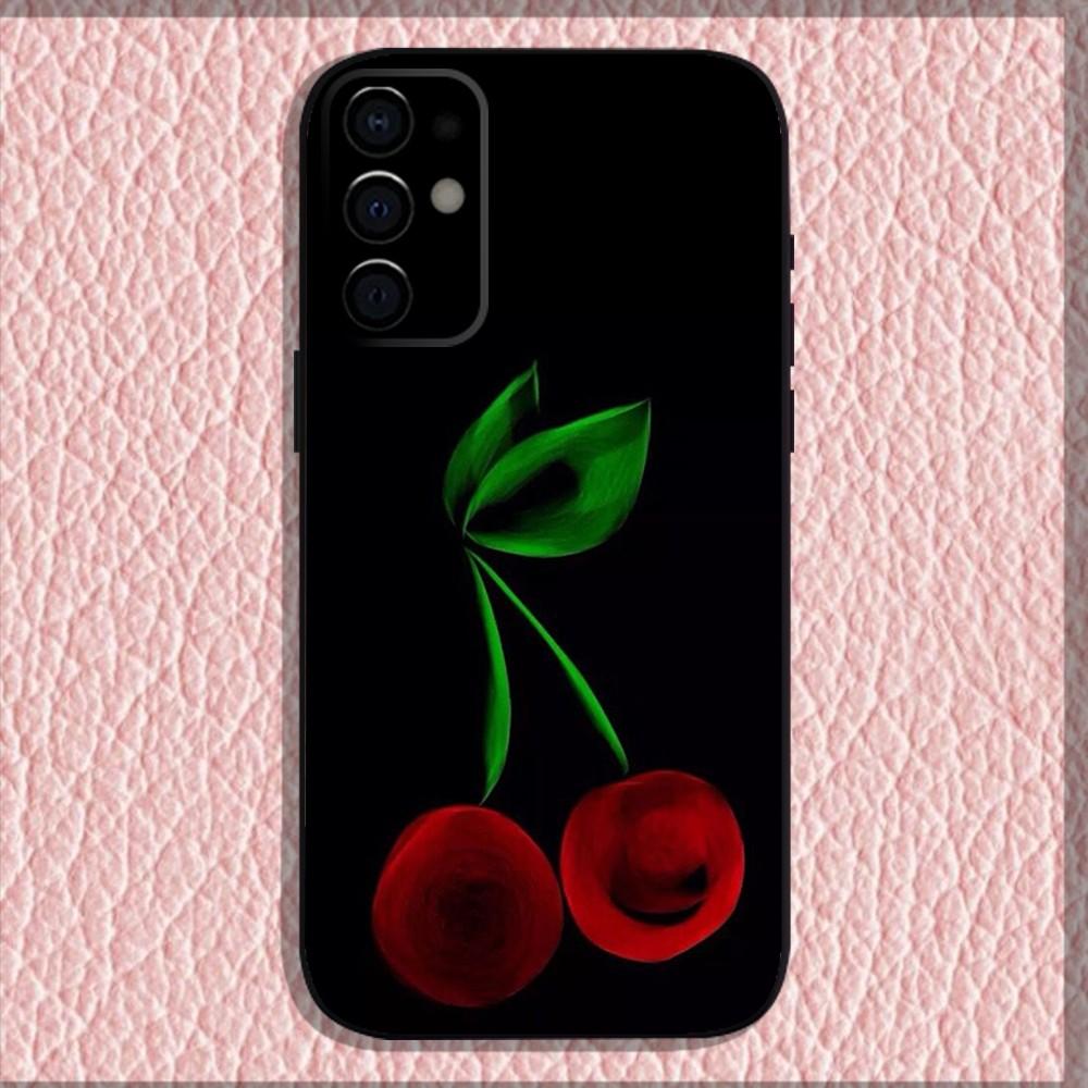 Kirschen Kirschfrucht Handyhülle Für Samsung S24,S21,S22,S23,S30,Ultra,S20,Plus,Fe,Lite,Note,10,9,5G Schwarz Weiche Hülle