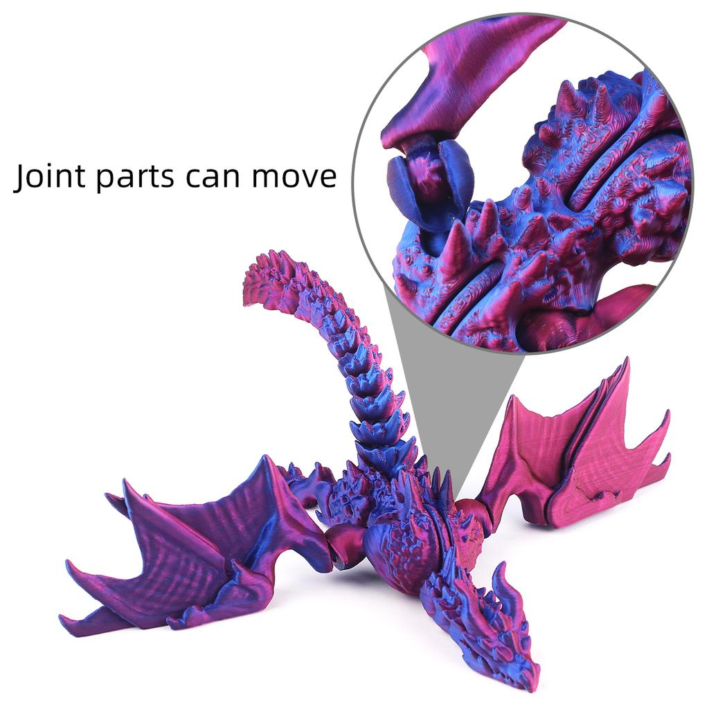3D printed Evil Winged Dragon (with wings), with movable wings and multiple joints, 3D printed party gift toys