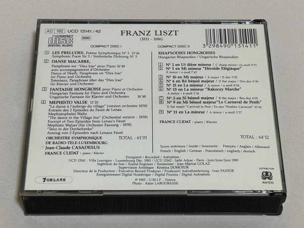 [USED] 2CD France Clidat Liszt/Piano Works Conducted by Casadesus S18