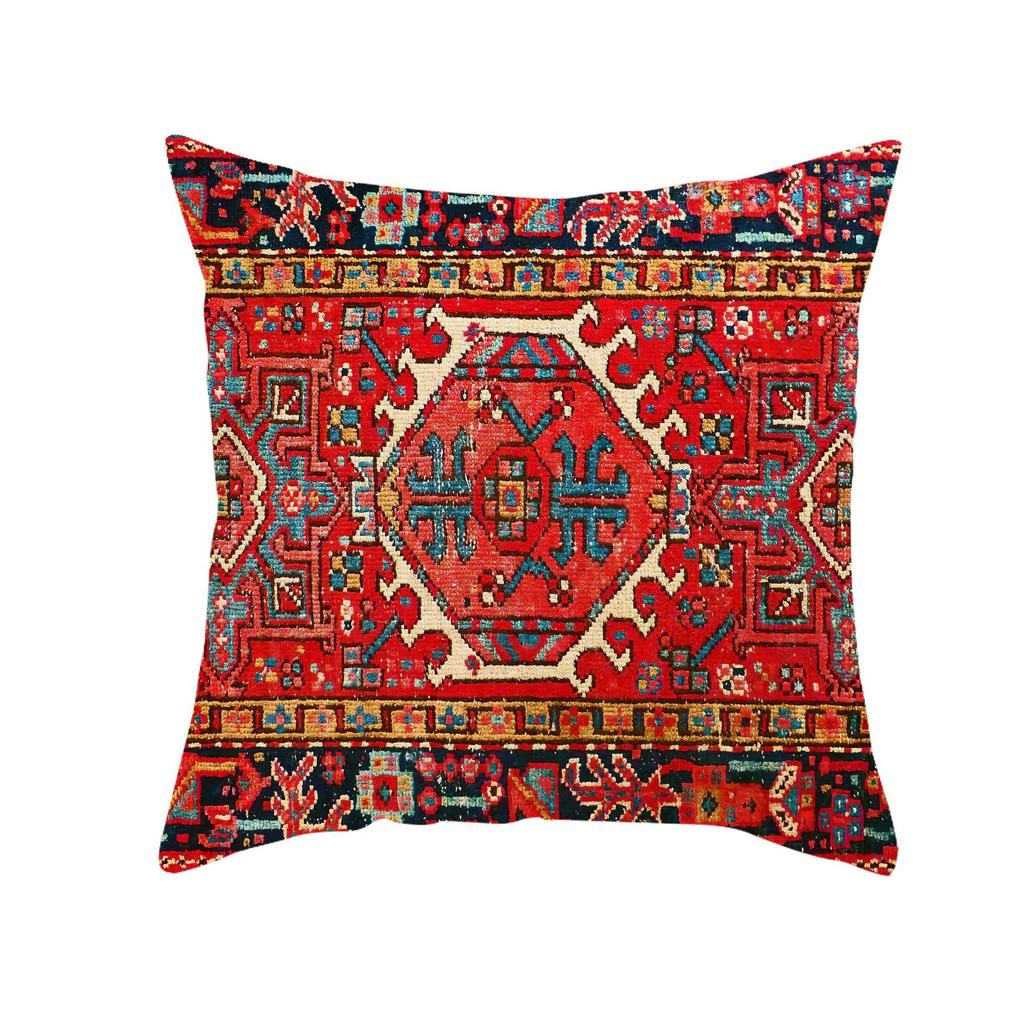Retro Red Pattern Türkiye Persian Carpet Linen Pillowcase Ethnic Style Pillow Cushion Pillow Case