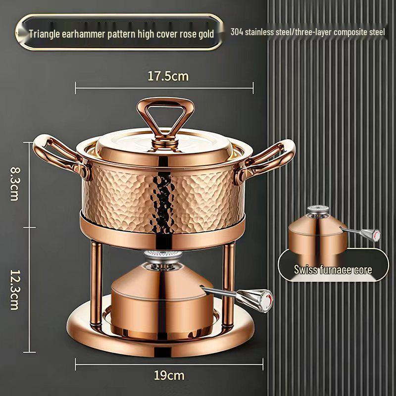304 Stainless Steel Single-Person Hot Pot with Inflatable Gas Stove for Home, Commercial, and Camping Use