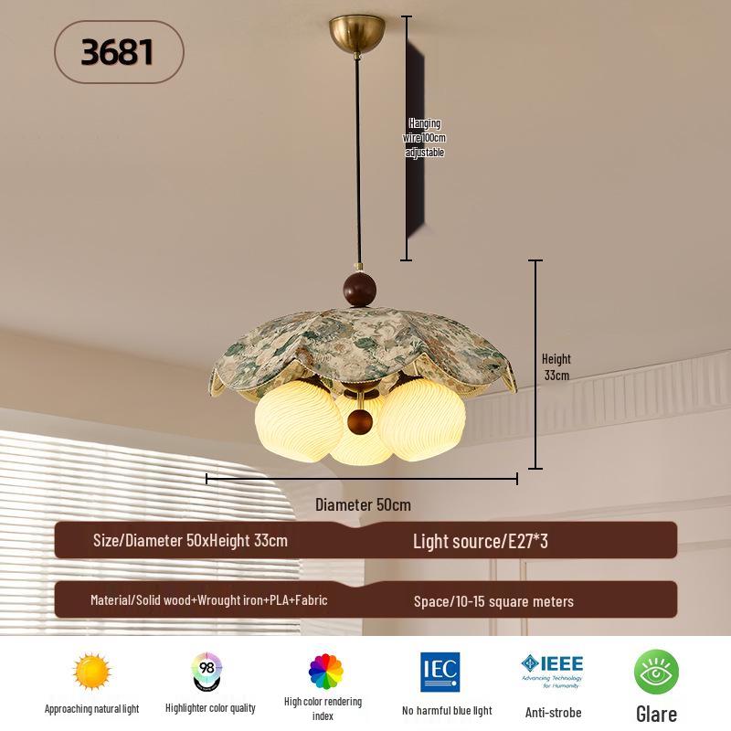 Vintage French Fabric Pendant Light for Dining, Living Room, or Bedroom