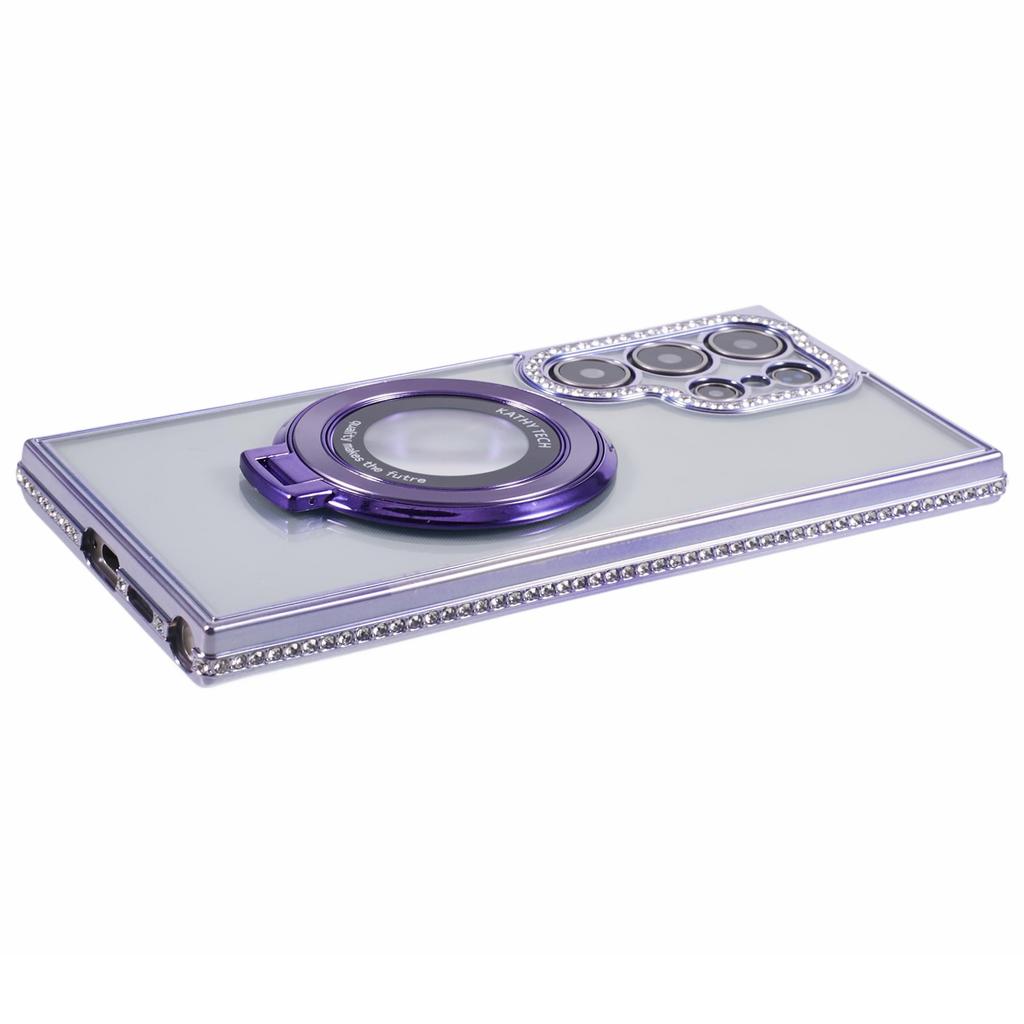 For Samsung Galaxy S24 Ultra Phone Cover Rhinestones Decor Ring Kickstand TPU Back Case