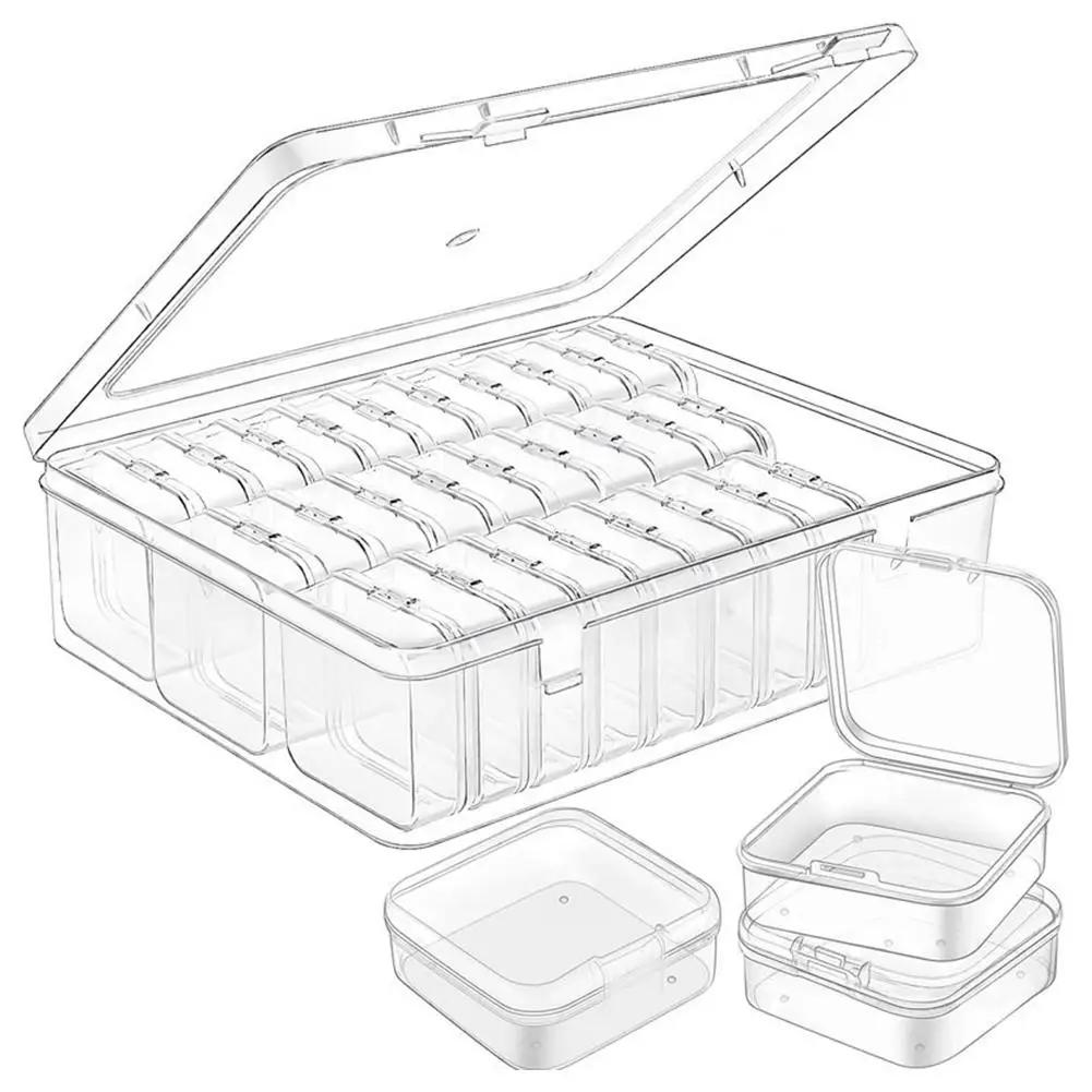 

Transparent Jewelry Storage Box Large Capacity Nail Accessories Multifunctional Container Box Small Organization Square Art Z3C9