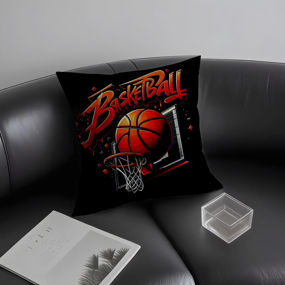 Basketball Sport Cushion Cover Pillowcase Ultra Soft Skin Friendly Fabric Cloud Like Comfort & Concealed Zipper
