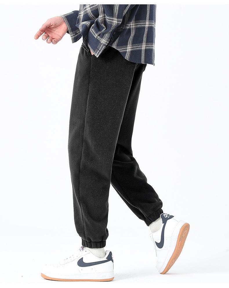 2024 Winter Double-Sided Aoli Velvet Thick Fleece-Lined Cuffed Sweatpants for Men