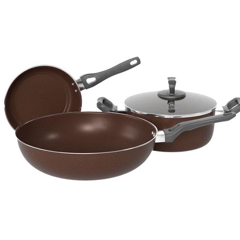 Burnell Enamel Cookware Set 32cm Wok, 22cm Fry Pan, 20cm Stew Pot