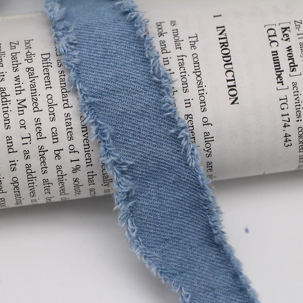 2Yards Multicolored Fringe Frayed Denim Fabric Ribbon DIY Sewing Crafts Gift Wrapping