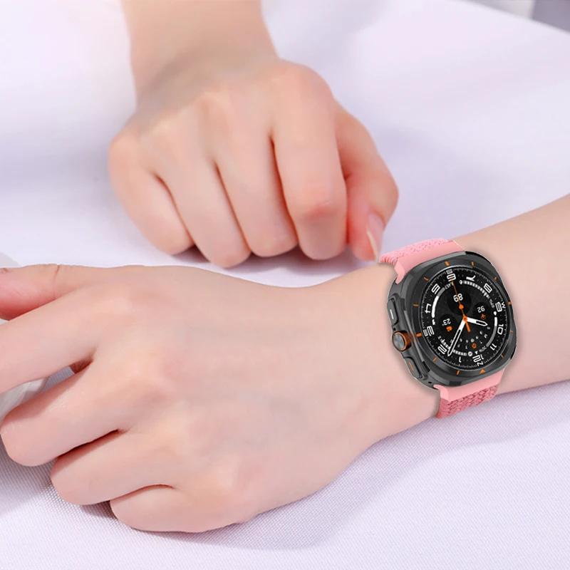 Nylon Magnetic Buckle Strap For Samsung Galaxy Watch Ultra 47mm Braided Solo Loop Bracelet For Galaxy Watch Ultra 47mm Correa