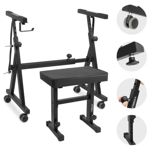 STRICH Z-Shaped Piano Keyboard Stand & Chair Set for Stage, Studio, and Live Performances, Adjustable Height, Compatible with 54/61/73/76/88-Key Digit