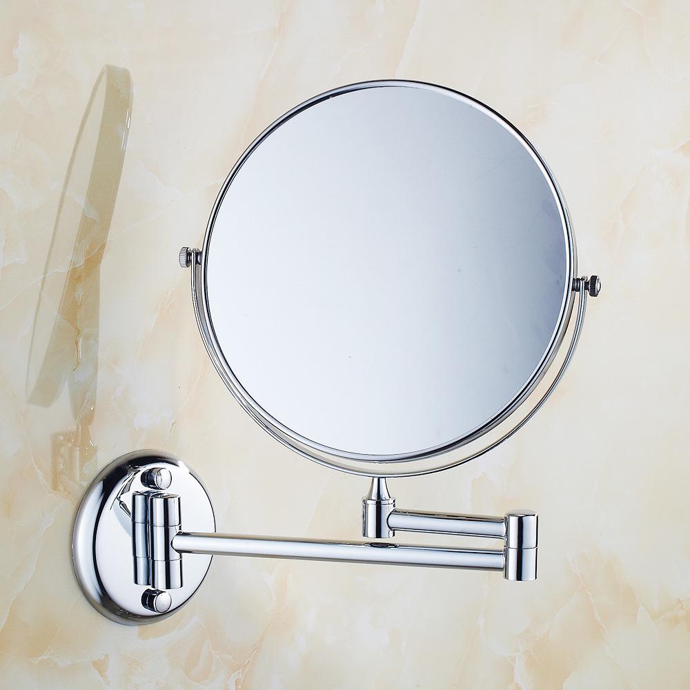 Double-Sided Telescopic Wall-Mounted Magnifying Makeup Mirror, No-Drill Installation
