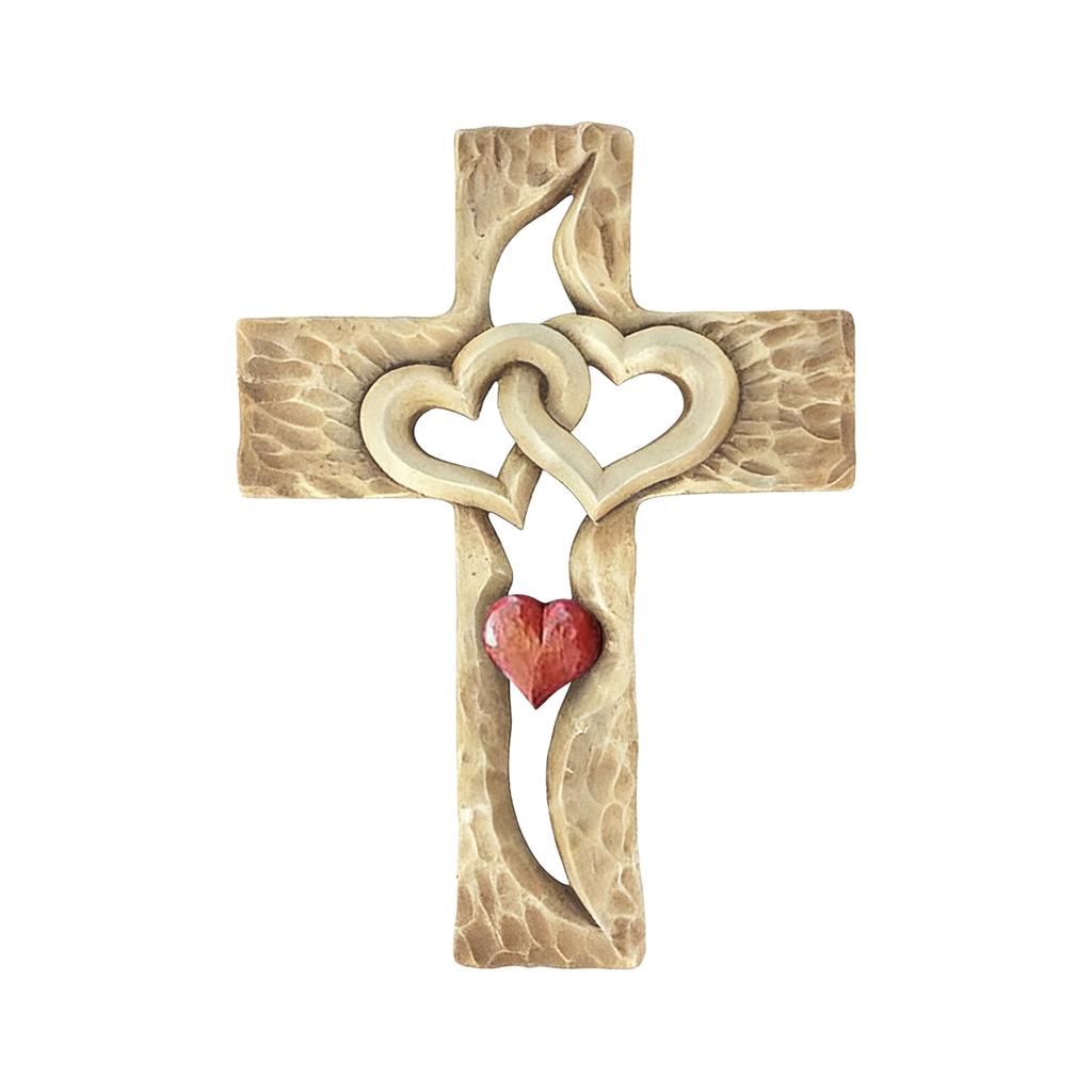 Marriage Cross For Wall Love Wall Decor, Handmade Wooden Intertwined Heart Wall Cross For Wedding Valentine Christmas Gift