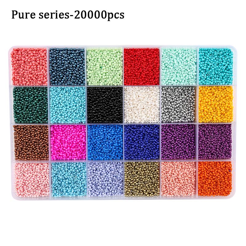 Kit de perles de rocaille colorées 2 mm Petites perles de verre Ensemble de perles lettres acryliques Avec boîte organisatrice Pour la fabrication de bijoux Collier Bracelet DIY