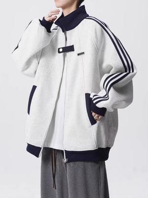 Men's Autumn Patchwork Sports Jacket - Versatile High Street Punk Striped Baseball Outerwear