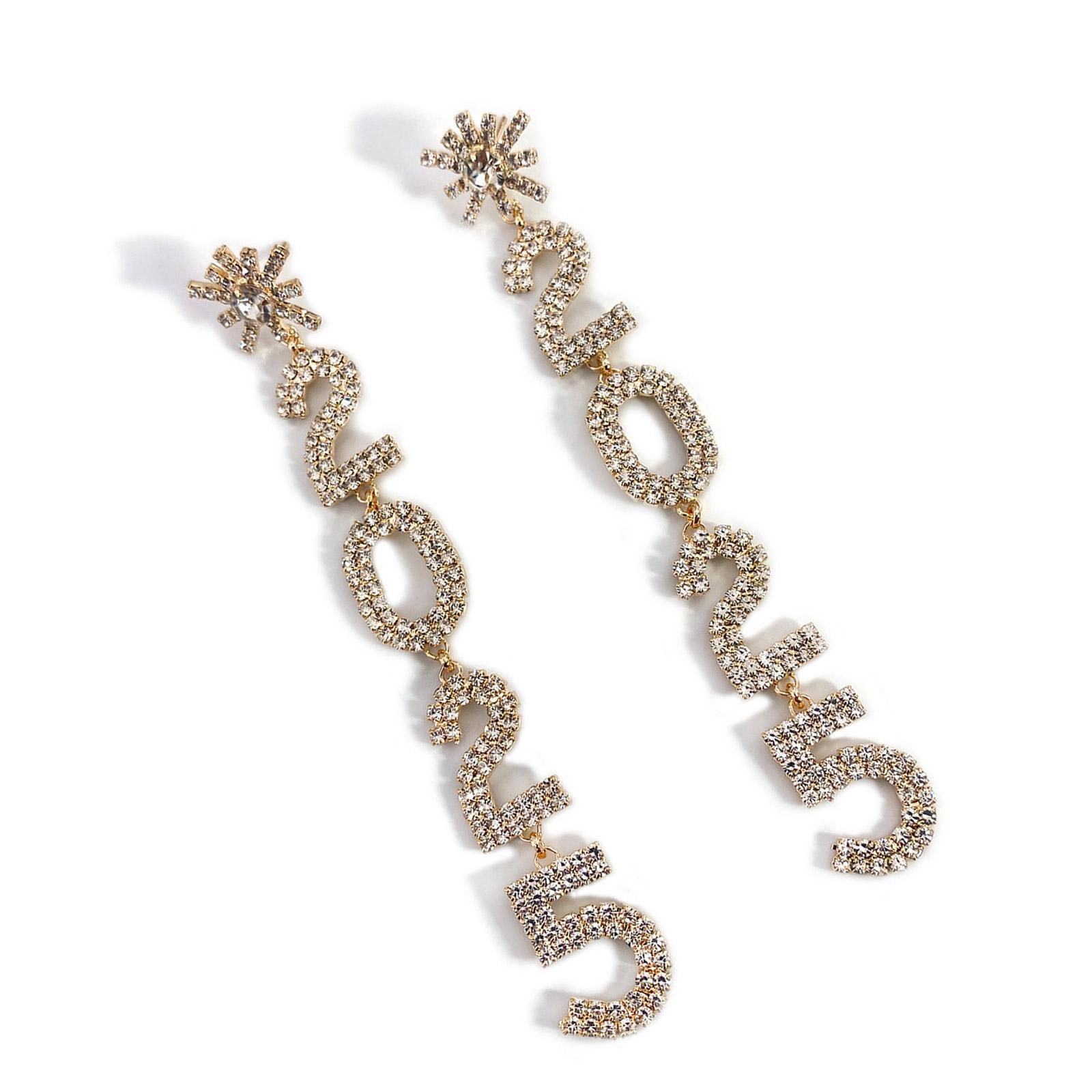 

Преувеличенные серьги-подвески 2025 года, серьги-подвески для новогодней вечеринки, модные блестящие аксессуары с дизайном из страз