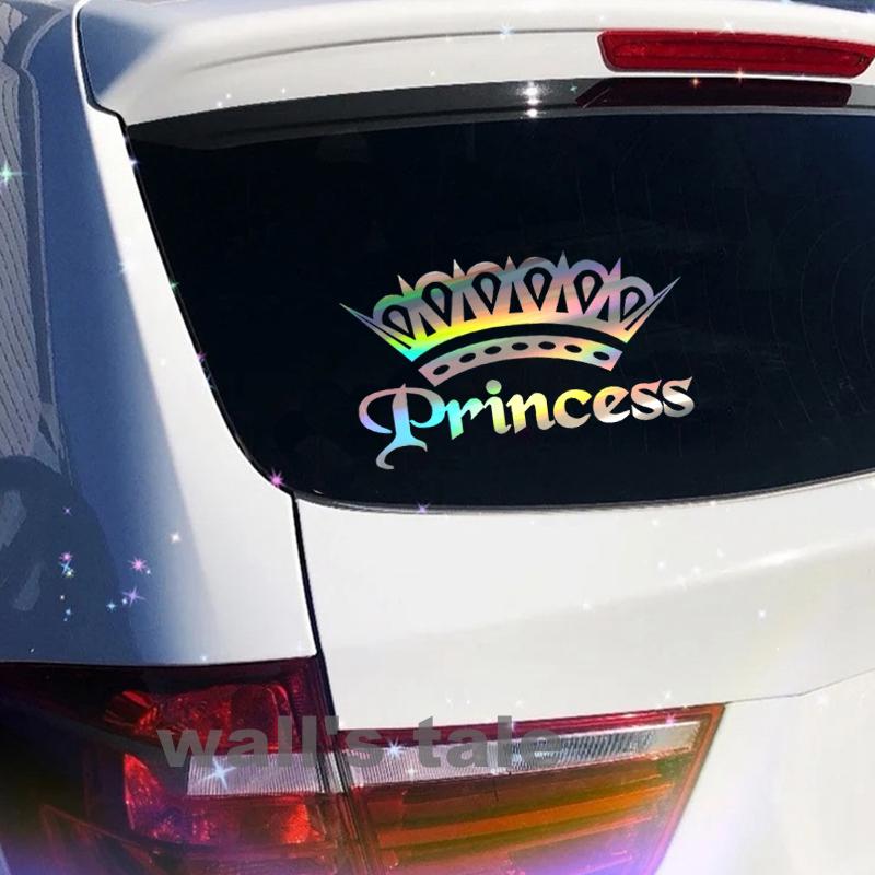 Cute  Pink Princess Crown Vinyl Sticker Car Window Decoration, Elegant Lady Girls Car Decals Laptop Stickers Decor