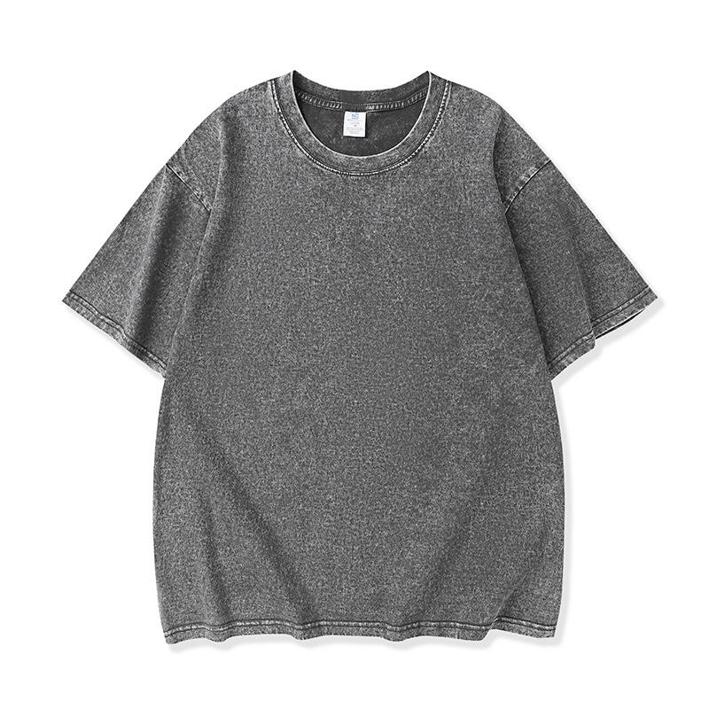 Retro Washed Distressed Short Sleeve T-shirt - 250g High Density Cotton, 8 Colors