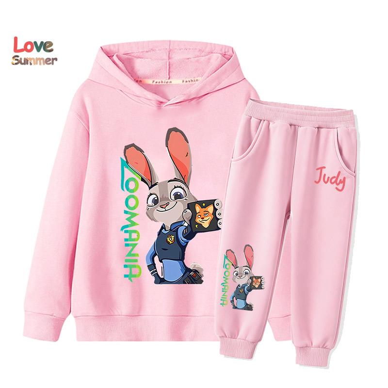 2pcs Kids Zootopia 2 Hoodie Joggers Set Kids Judy Nick Kids Sweatshirt 2pcs Suit Casual Playwear Everyday Sports Matching Outfit for Boys