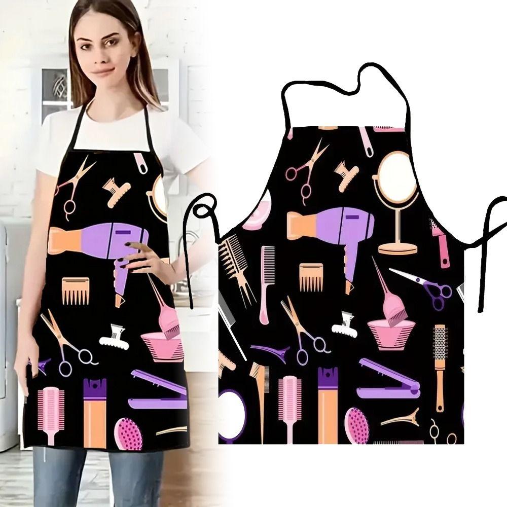 Funny Blow Dryer Pattern Hairdresser Apron Waterproof Oilproof Cooking Baking Apron Coffee Overalls Woman Men