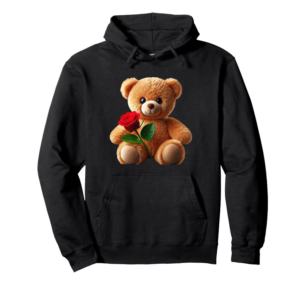 Adorable, Cute, Cuddly Teddy Bear, Red Rose Shaped Maniac Hoodie