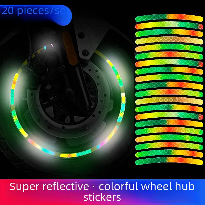 Reflective 3D Fluorescent Wheel & Tire Stickers for Cars and Motorcycles - Night Safety & Anti-Collision Decor