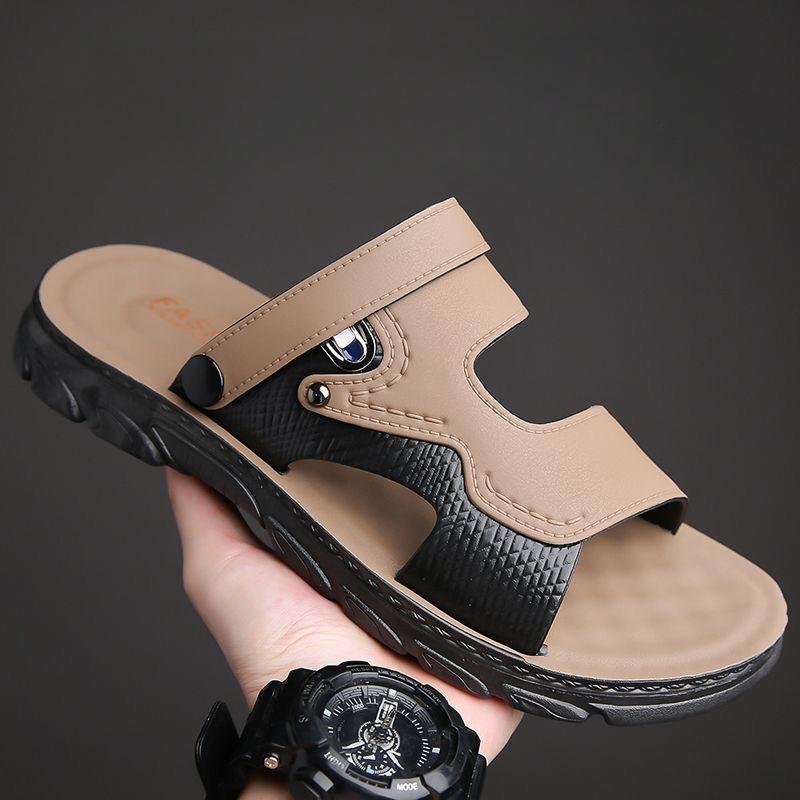 

Чоловічі сандалі з антиковзкою та водонепроникною м якою підошвою, літні зносостійкі шльопанці, пляжні чоловічі круті шльопанці 42 хакі