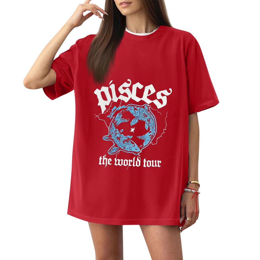 Mode Rundhals Raglan Kurzarm Arbeitskleidung Bedruckte Oberteile Damen Sommeroberteile
