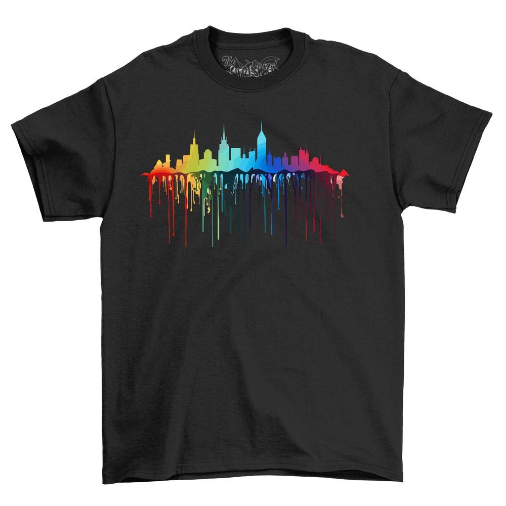 City Skyline Paint Drip Design - Funny and Artsy! Unisex Printed T-shirt. Wear t