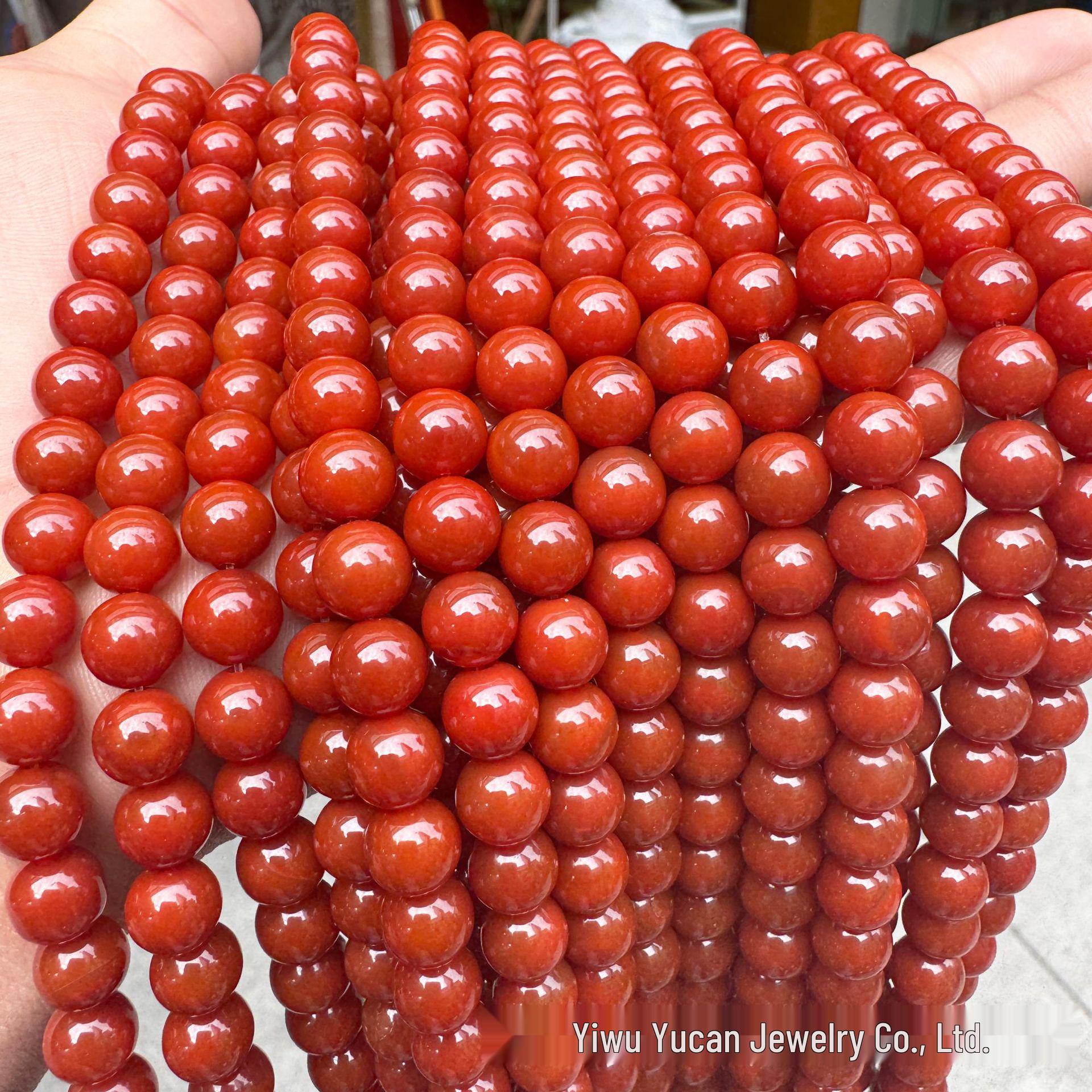 Natural Red Agate Round Beads - Semi-finished Persimmon Red Loose Beads for DIY Jewelry 6mm (approx. 60 beads)