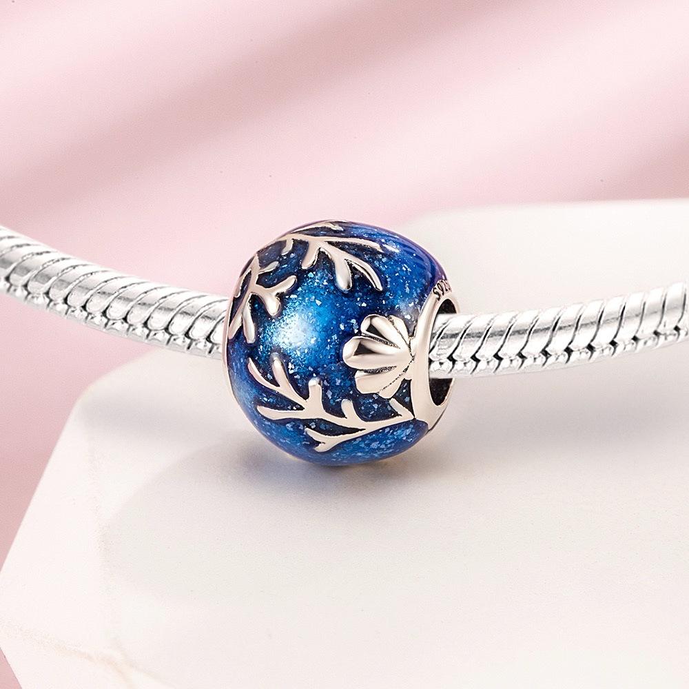 S925 Silver Ocean Theme Beaded Coral Fish Pattern Round Bead Bracelet Necklace DIY Craft Accessories Kit