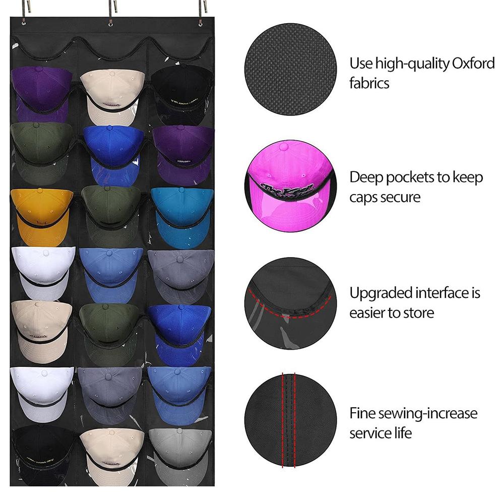 24 grid hat storage hanging bag, baseball cap storage multifunctional door storage hanging bag
