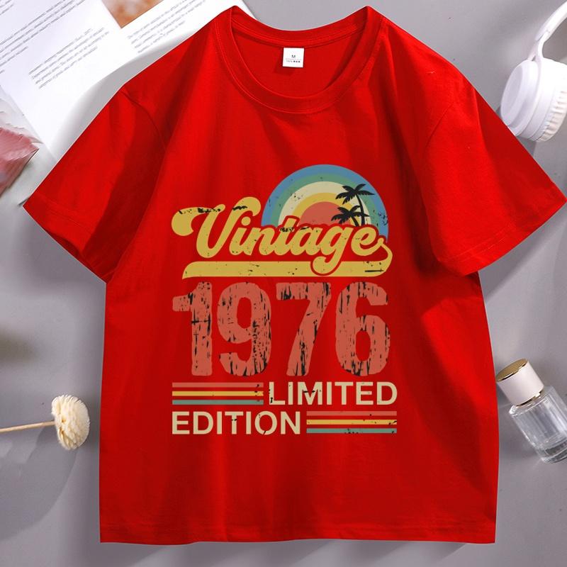 1976 Vintage Limitované Narozeninové Tričko Bavlna Krátký Rukáv Retro Styl Dárek k 50. Narozeninám Tričko Streetwear Pohodlné Oblečení