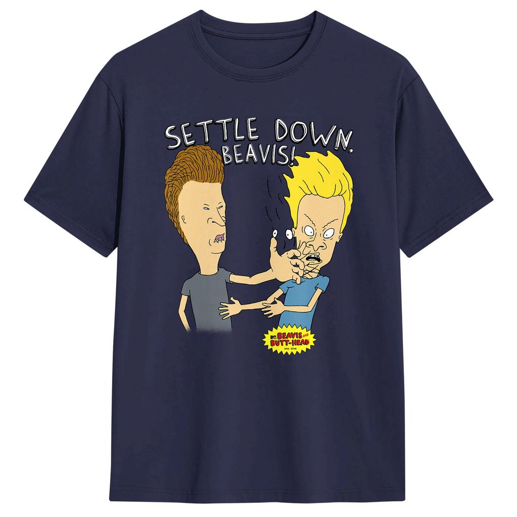 Beavis and ButtHead Settle Down Beavis T Shirt Men Cotton Funny TShirts Crew Neck  Tee Shirt Short Sleeve Clothing 6XL