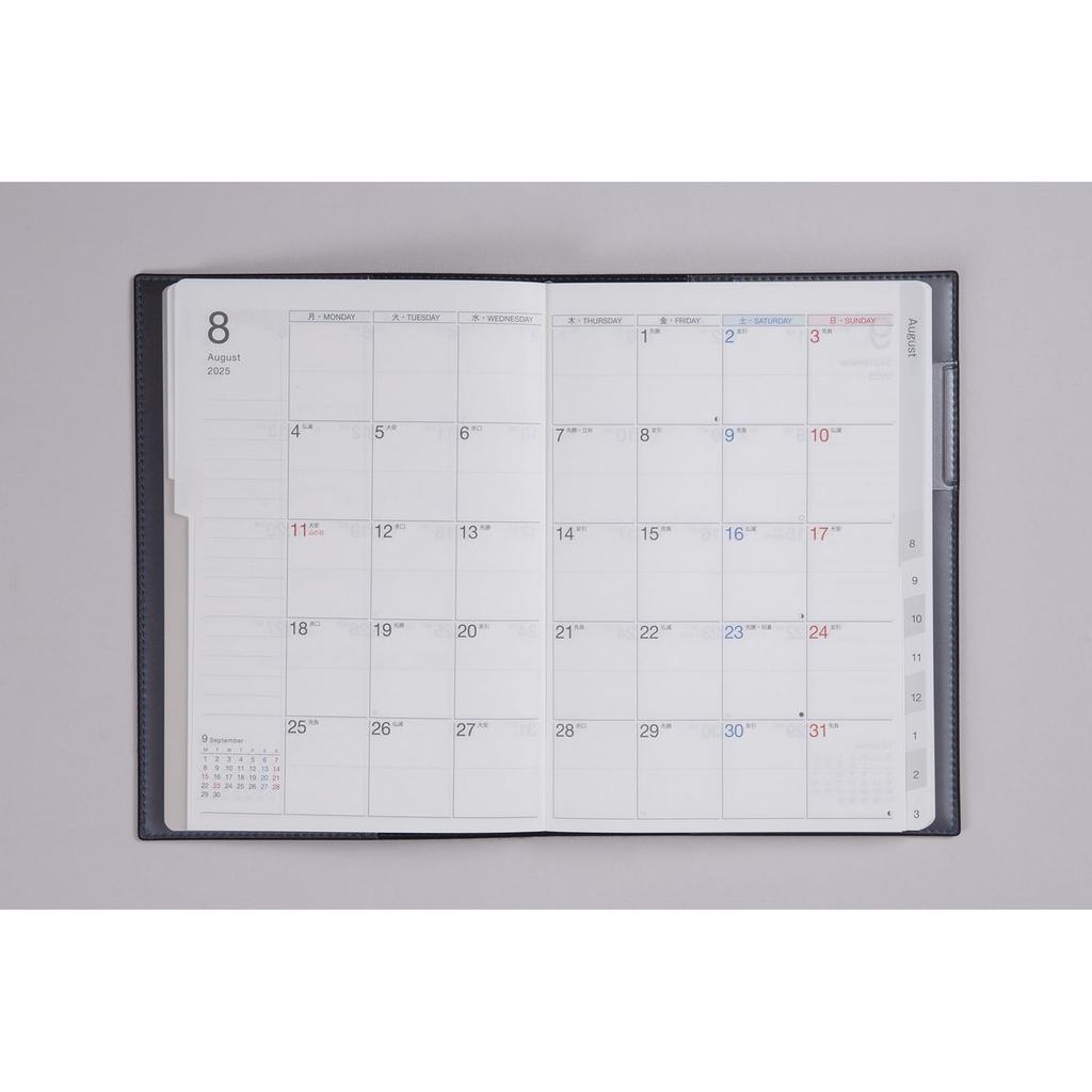 Takahashi Shoten 2025 Monthly Planner T'monthly projet Navy B6 April Start Monday Start Leatherette Cover Diary Organizer 981
