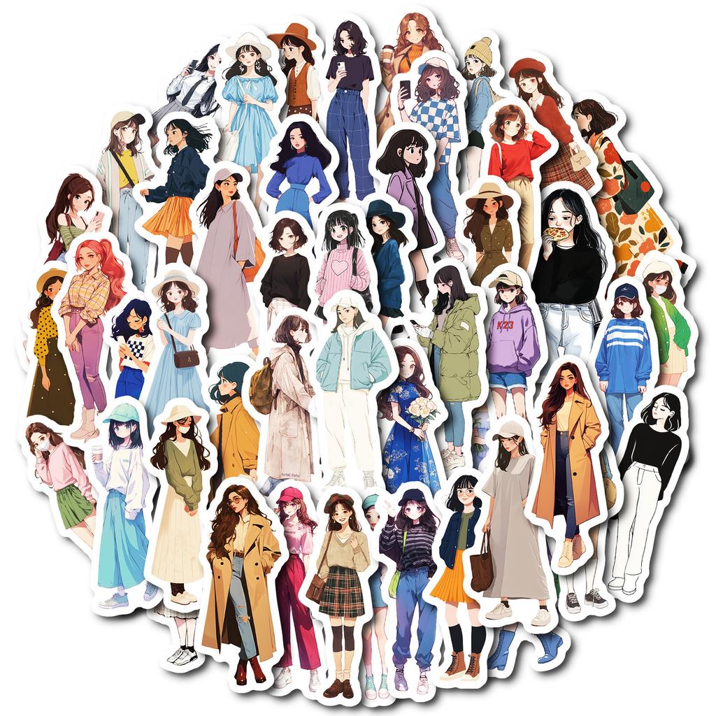 50 Pictures of Cute Girls' Various Outfit Stickers for Casual Ins Feng Forest Style Outfits Without Repeating Stickers