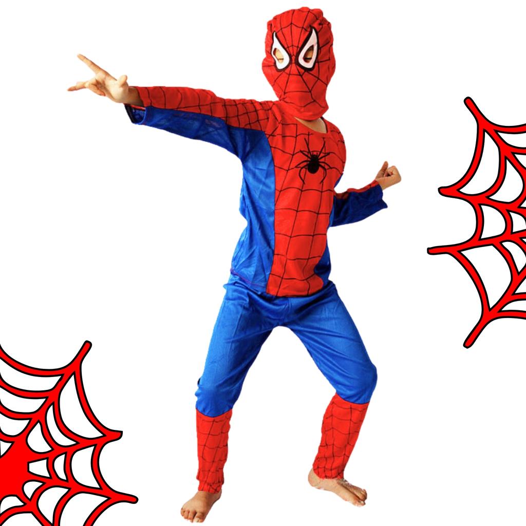 Costume di Spiderman per Carnevale, Costume in Maschera, Maschera di Spider-Man, Bambini 3 in 1 M