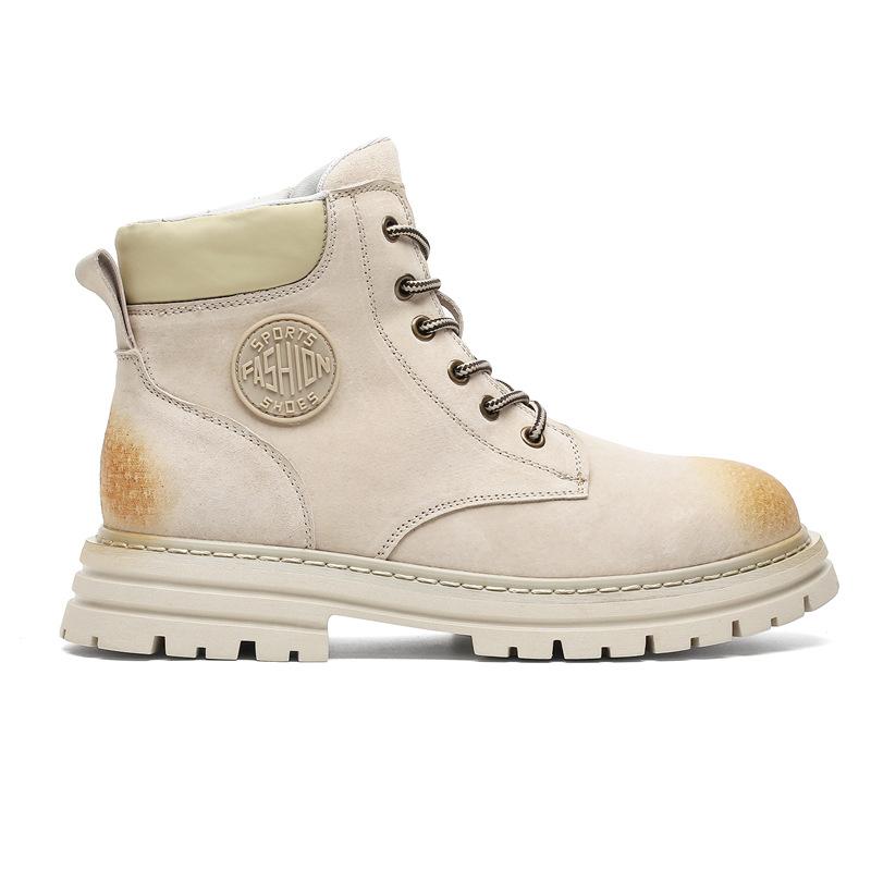 

3328 Beige Martin boots for men and women couples autumn and winter retro British tooling boots leather outdoor mountaineering boots 35 бежевый
