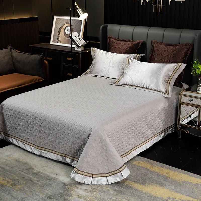 European relief pure cotton quilted quilted cotton bed cover single piece cotton thickened bed cover double bed cover 3 pcs set