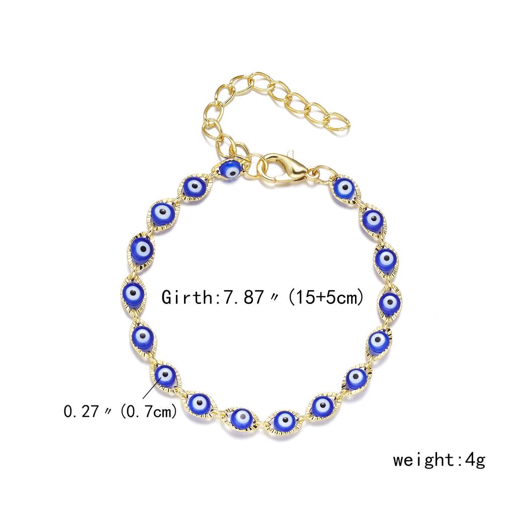 New Lucky Evil Eye Blue Eye Bracelet For Men Women Korean Fashion Adjustable Gold Color Metal Chain Charm Bracelet Jewelry Gift