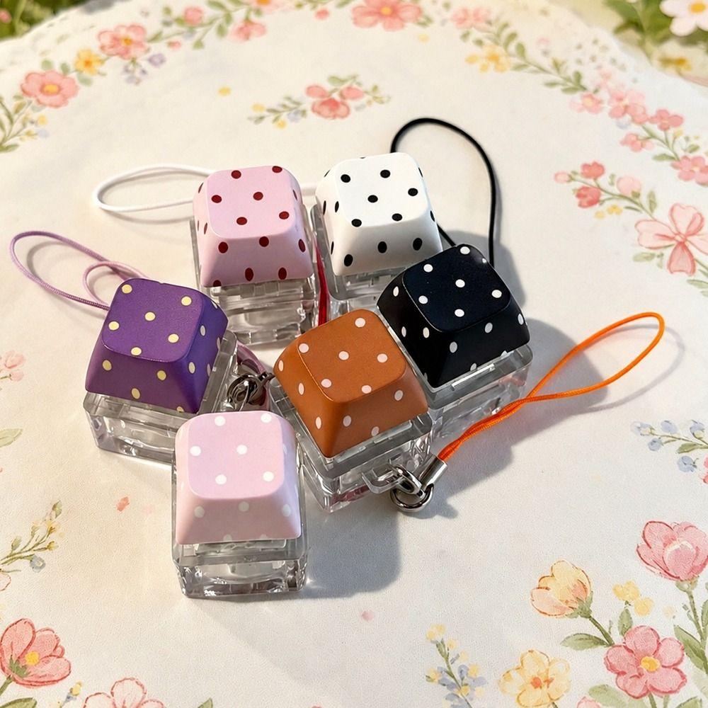 Polka Dot Finger Keyboard Caps DIY Keyboard Pinch Toy Relaxing Fidget Keychain