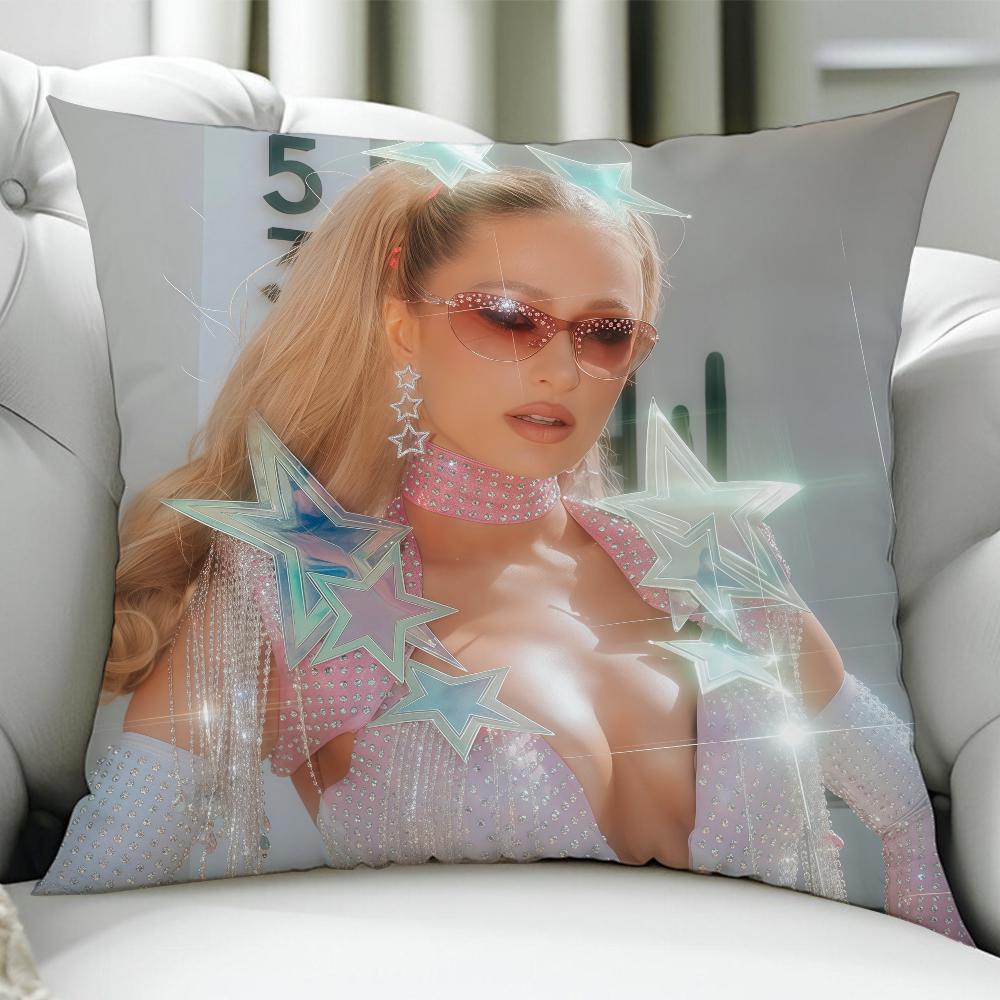 Singer Actor P-Paris Hilton Cushion Cover Birthday Anniversary Gifts Double Sided Printed Zipper Cushion Cover Soft Skin Bedding