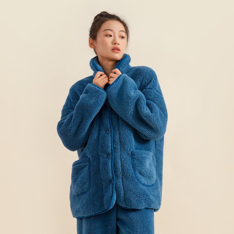 Coral Velvet Winter Home  Outdoor Wear: Women s Plus Velvet Thickened Pajamas  Men s Autumn/Winter Couple Pajamas. M