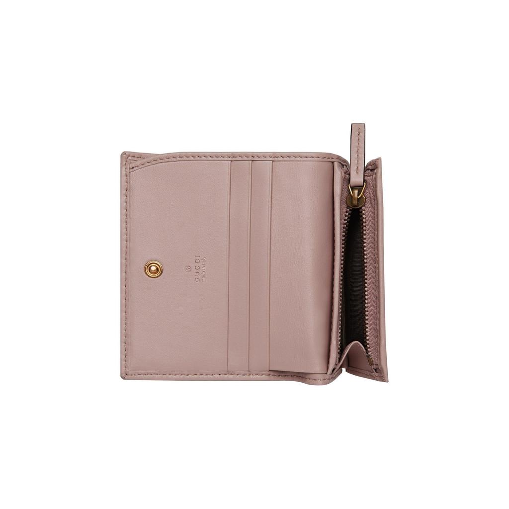 Gucci GG Marmont Logo Zip Double Fold Quilted Leather Card Holder Women Card Holder Nude 466492-DTD1T-5729