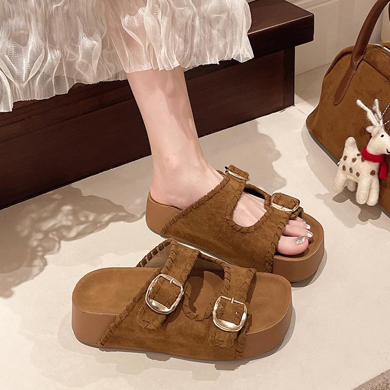 Fashion House Slippers Platform Shoes Slipers Women Slides 2025 Soft Retro Female Shoes Womens Slippers Outdoor Slides Platform 2025 Sof