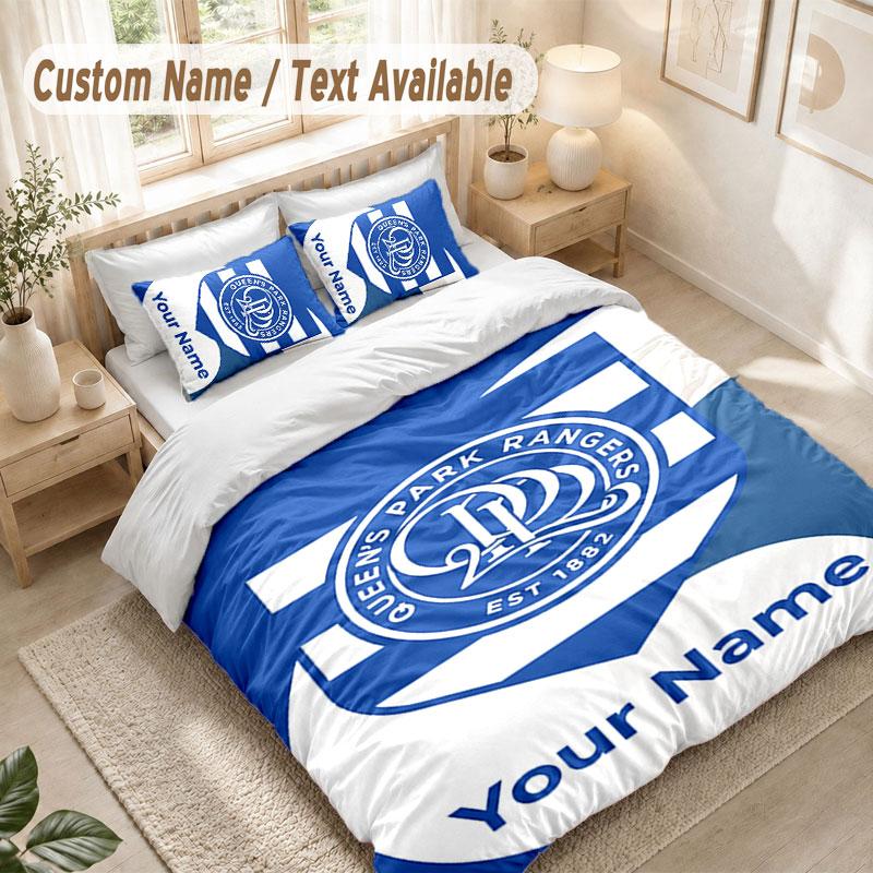Custom Name Bedding Set 3 PiecesQueens Park Rangers FC Print Duvet Cover + 2 Pillowcases Soft Bed Decor