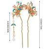 Light Luxury Jewelry Hairpin Vintage Chinese Style Drip Oil Flower Step Shake Exquisite Elegant U Shaped Flower Hair Stick