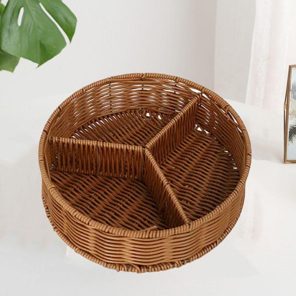 3 Grides Aufbewahrungskorb aus Weide, handgefertigtes Tablett aus Rattanimitat, Frühstückskorb